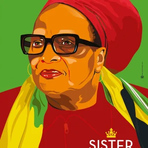 Portrait poster illustration of reggae artist Sister Nancy inspired by the dancehall classic Bam Bam